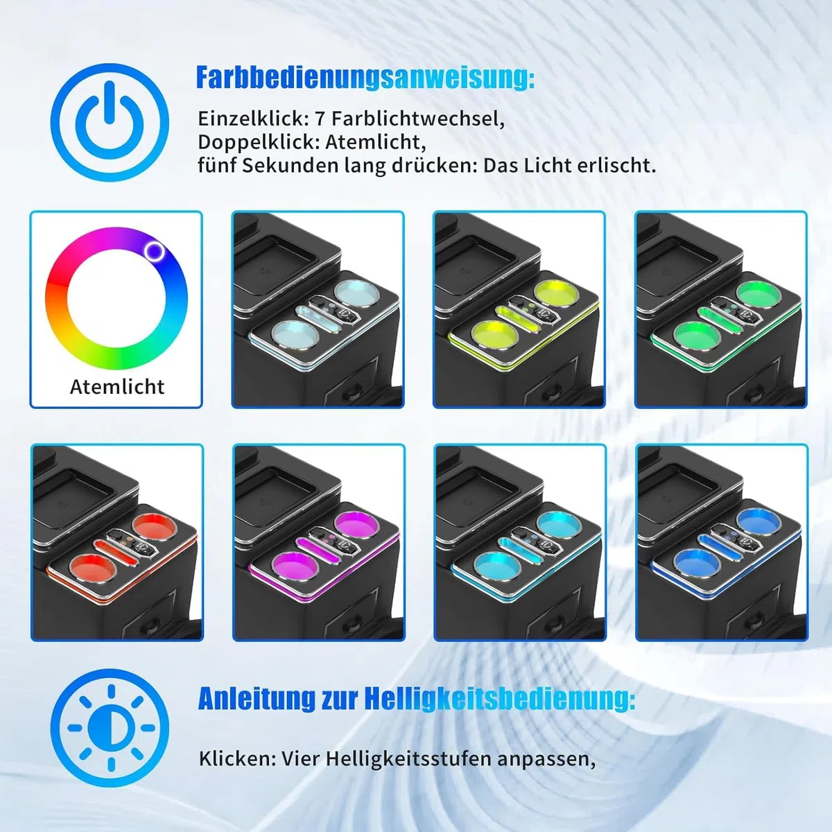 Armlehnenbox Aufbewahrungsbox mit Kabelloses Laden 7-farbigem Umgebungslicht und 4 Helligkeitsstufen passend für Mercedes-Benz V-Klasse V220 V260 V250 W447 [EU-Patent]