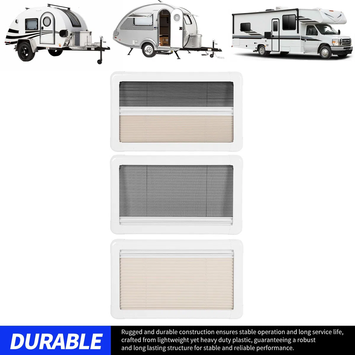 Wohnmobil-Fensterrollo, blockierend, Wärmeisoliert, Sichtschutz, Wohnmobil-Innenfenster-Rollo, 61 X 30,5 cm, für Wohnwagen, Wohnmobil