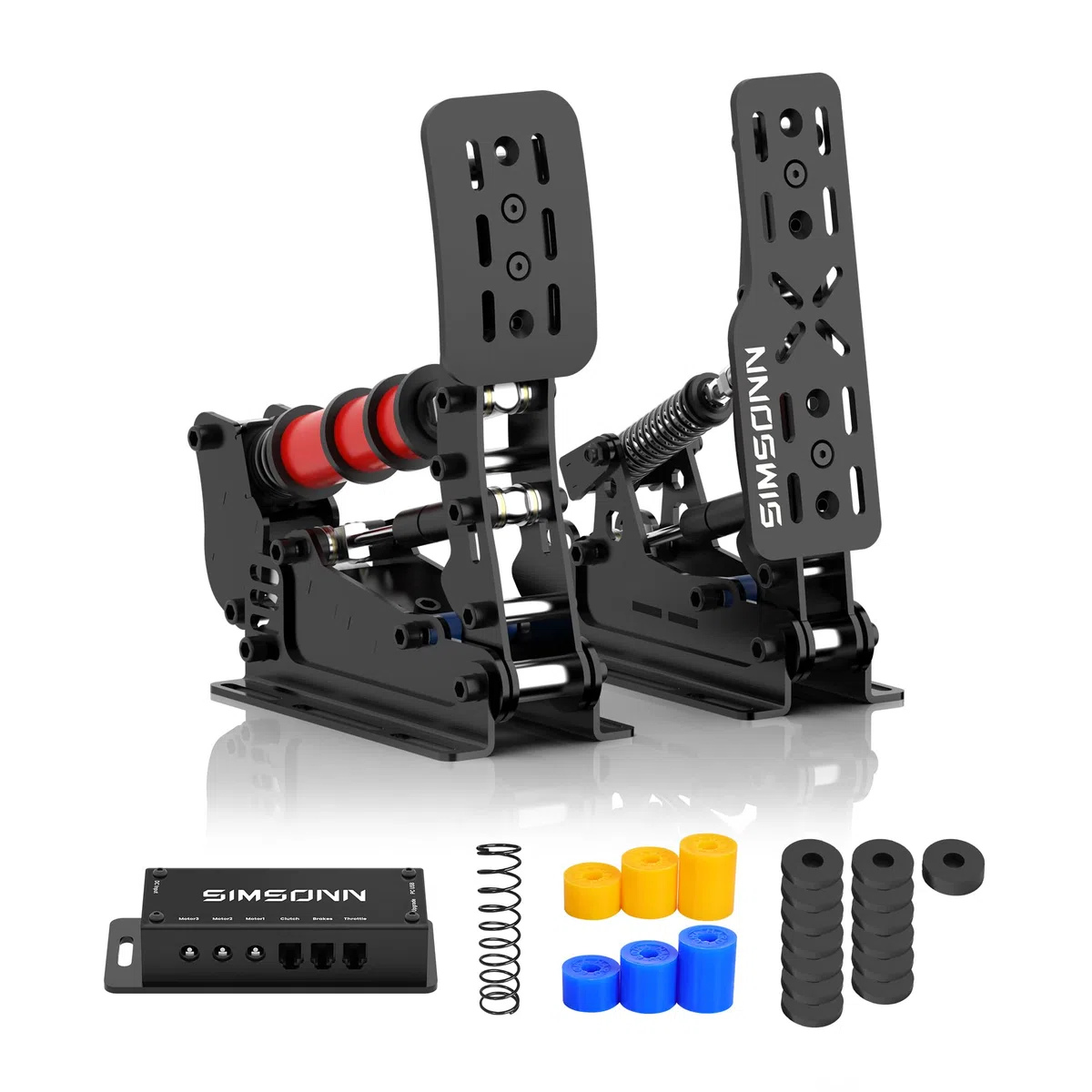 SIMSONN Plus X Sim Racing Pedale PC Racing Simulator Drucksensor Lastzelle HE Hydraulikpedale Unterstützung für haptische Pedale Reactor Schwarz（Black P2-H2）