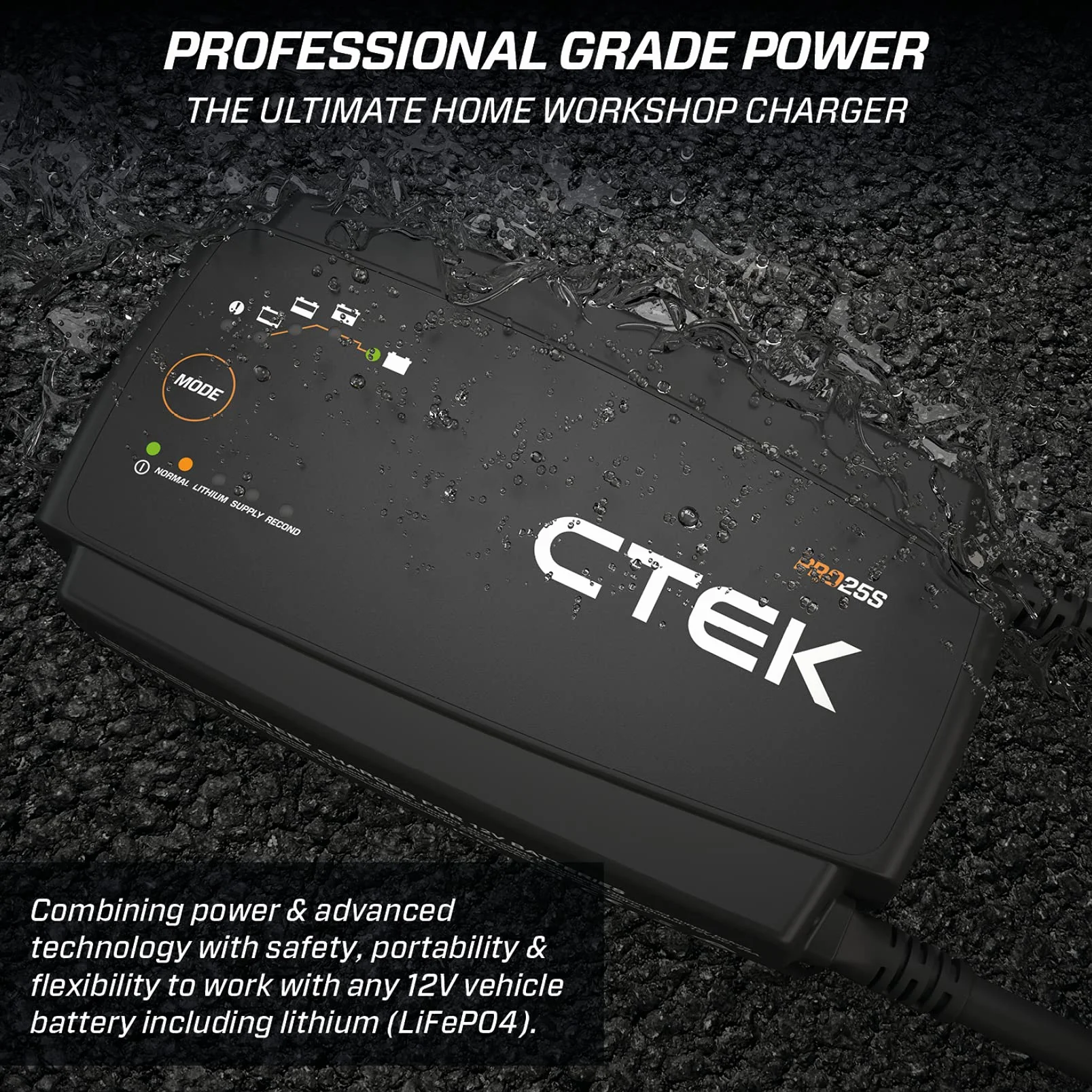 CTEK PRO25S, 25A, Batterieladegerät 12V Und Stromversorgung, Batteriepfleger, Ladegerät LiFePO4, Lithium Ionen Ladegerät Auto Und LKW Mit Rekonditionierungsmodus Und Entsulfatierungsprogramm