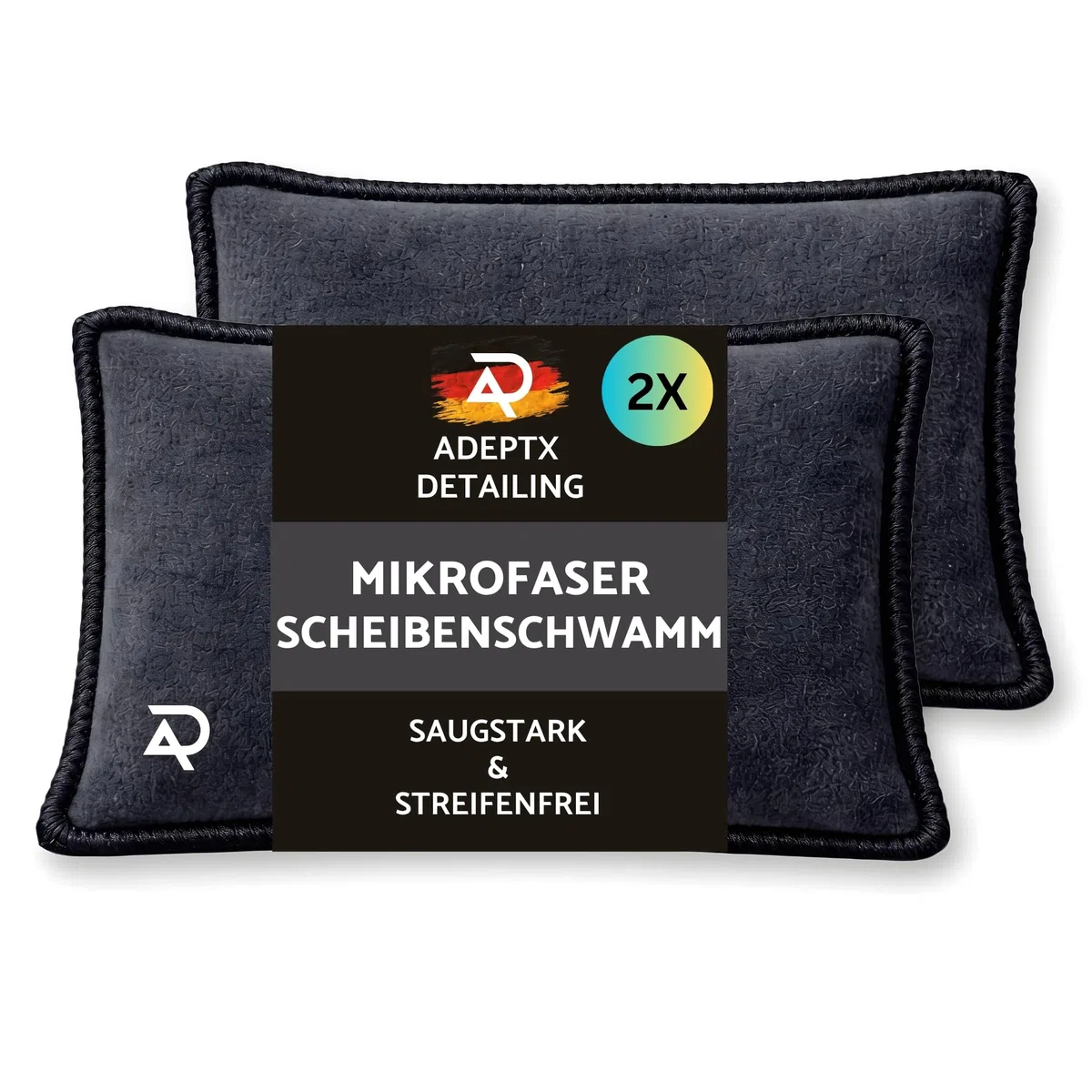 Detailing Mikrofaser Scheibenschwamm Auto 2er Set – Beschlagene Scheiben innen streifenfrei entfernen | 2in1 Reinigen & Trocknen | Saugstark & waschbar | Windschutzscheibe & Seitenfenster