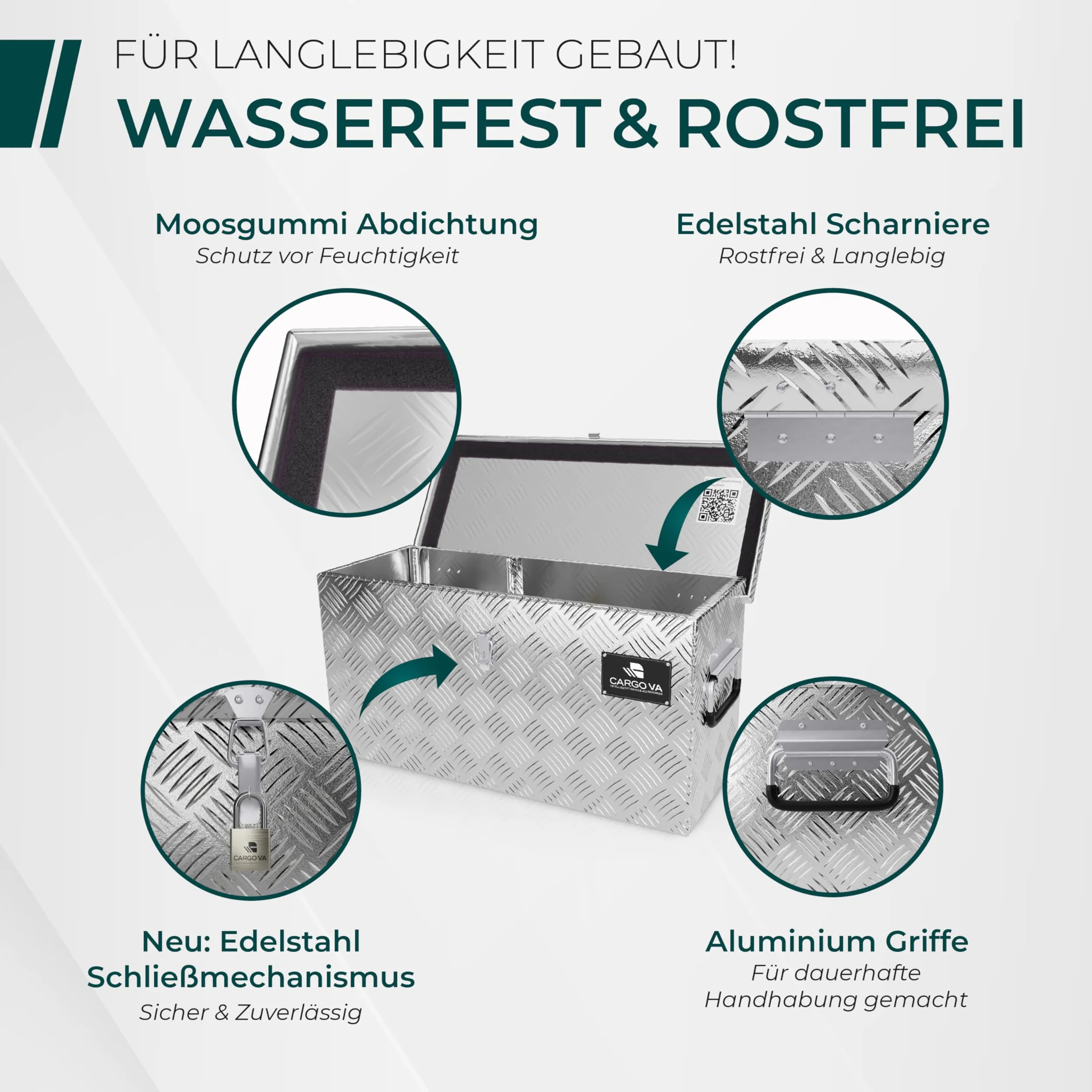 Wasserfeste Deichselbox Abschließbare Anhängerbox 50x17x20CM Transportbox