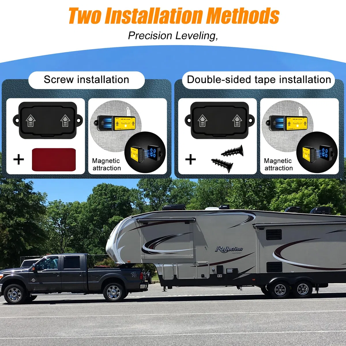 Kabelloses RV-Nivelliersystem, Bluetooth-Nivellierer für Camper, Automatische Niveaustanzeige,Wohnmobil Wohnwagen Camper Zubehör, Wohnmobil und Anhänger Nivelliergerät Offroad-Zubehör