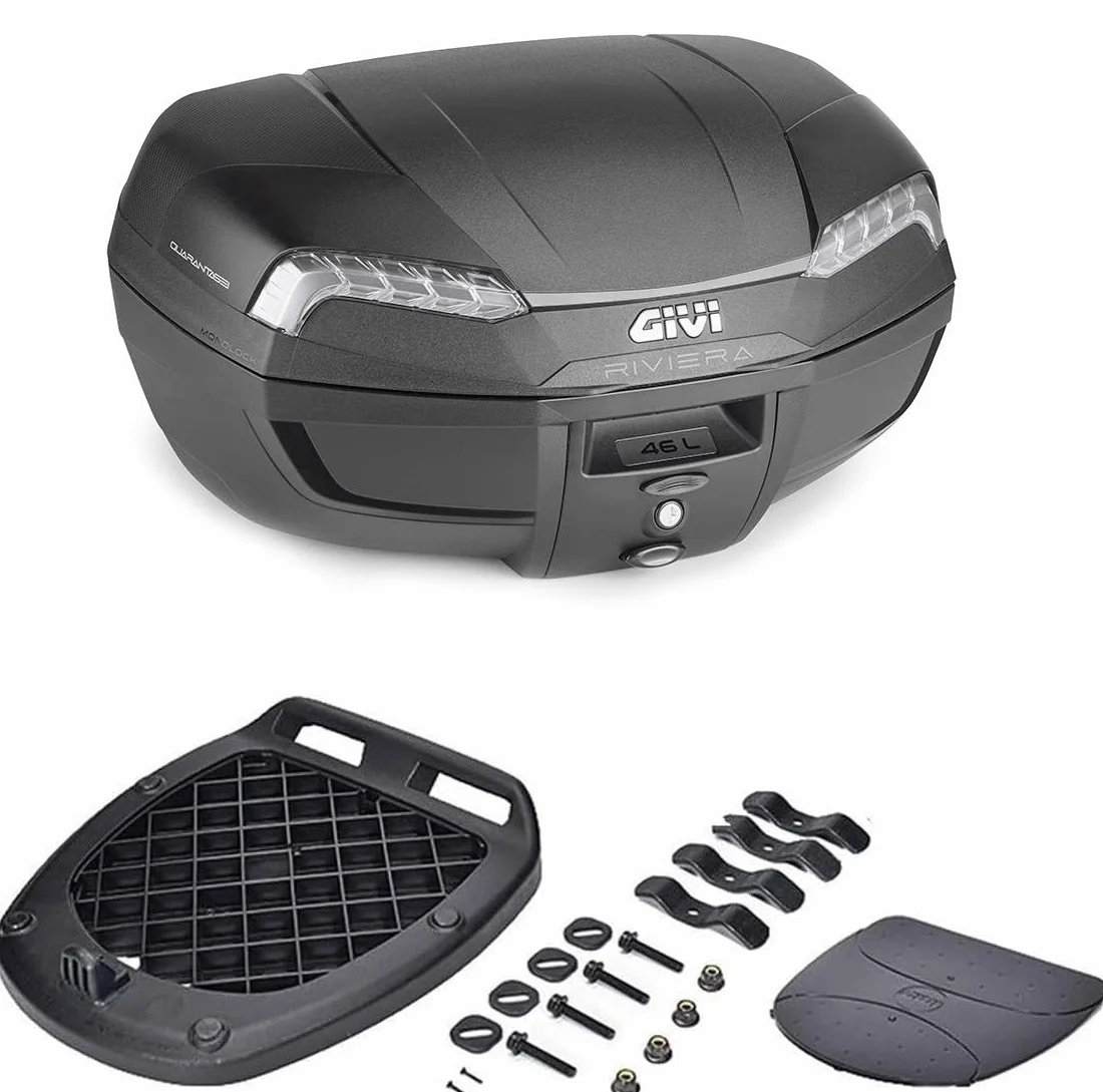 GIVI E46NT2 Monolock Topcase Motorradkoffer & Gepäck mit Befestigungsplatte inklusive Riviera Motorrad
