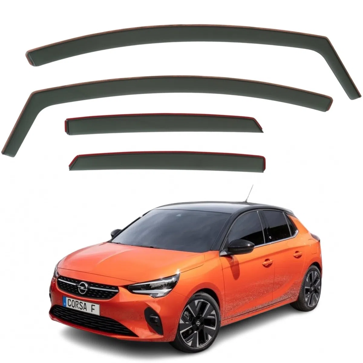 Set mit 4 Luftleitblechen, kompatibel mit Opel Corsa F/Opel Corsa F 5-Türer mit Heckklappe 2020, 2021, 2022, 2023, 2024, 2025.