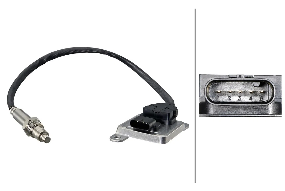 HELLA 6PN 358 307-061 NOx-Sensor, NOx-Katalysator - 5-polig - Kabel: 390mm - Steuergerät-Software muss angelernt-upgedatet werden