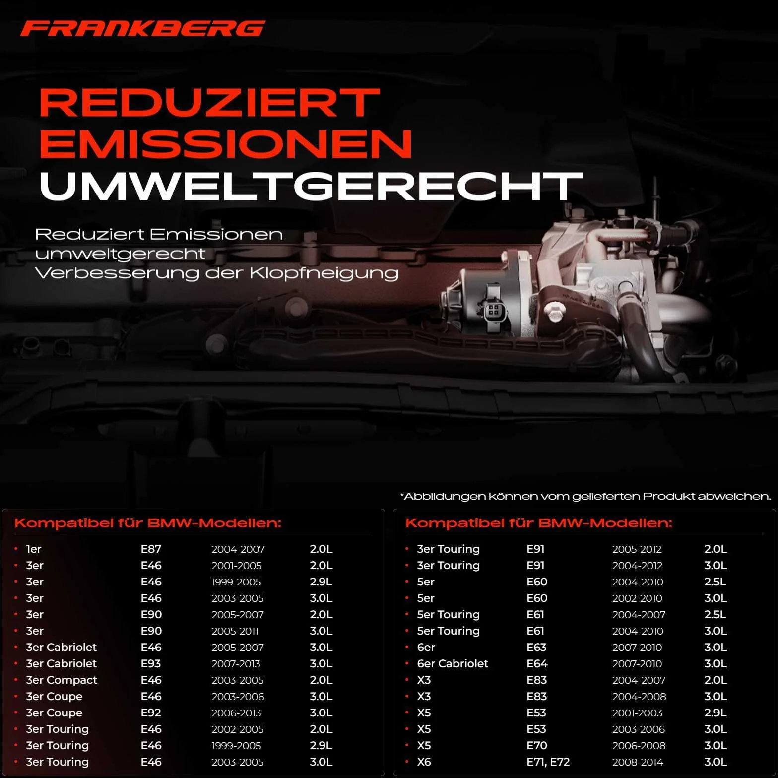 Frankberg AGR-Ventil Abgasrückführung Kompatibel mit E46 E53 E60 E61 E63 E70 E71 E72 E83 E87 E90 E91 E92 E93 Diesel 1999-2014 11717790065