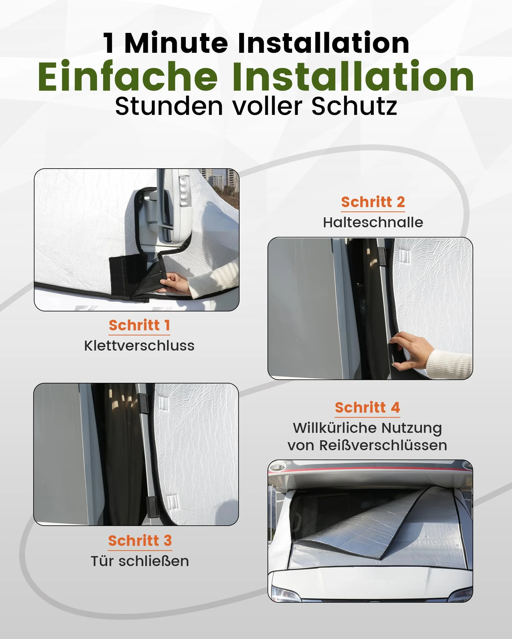 Frontscheibenabdeckung mit Reißverschluss, Umfassender Schutz vor Sonnen, Kalt und Staub, Silberne Scheibenabdeckung für FIAT Ducato Peugeot Boxer Citroen Jumper X250/290 2006-2024