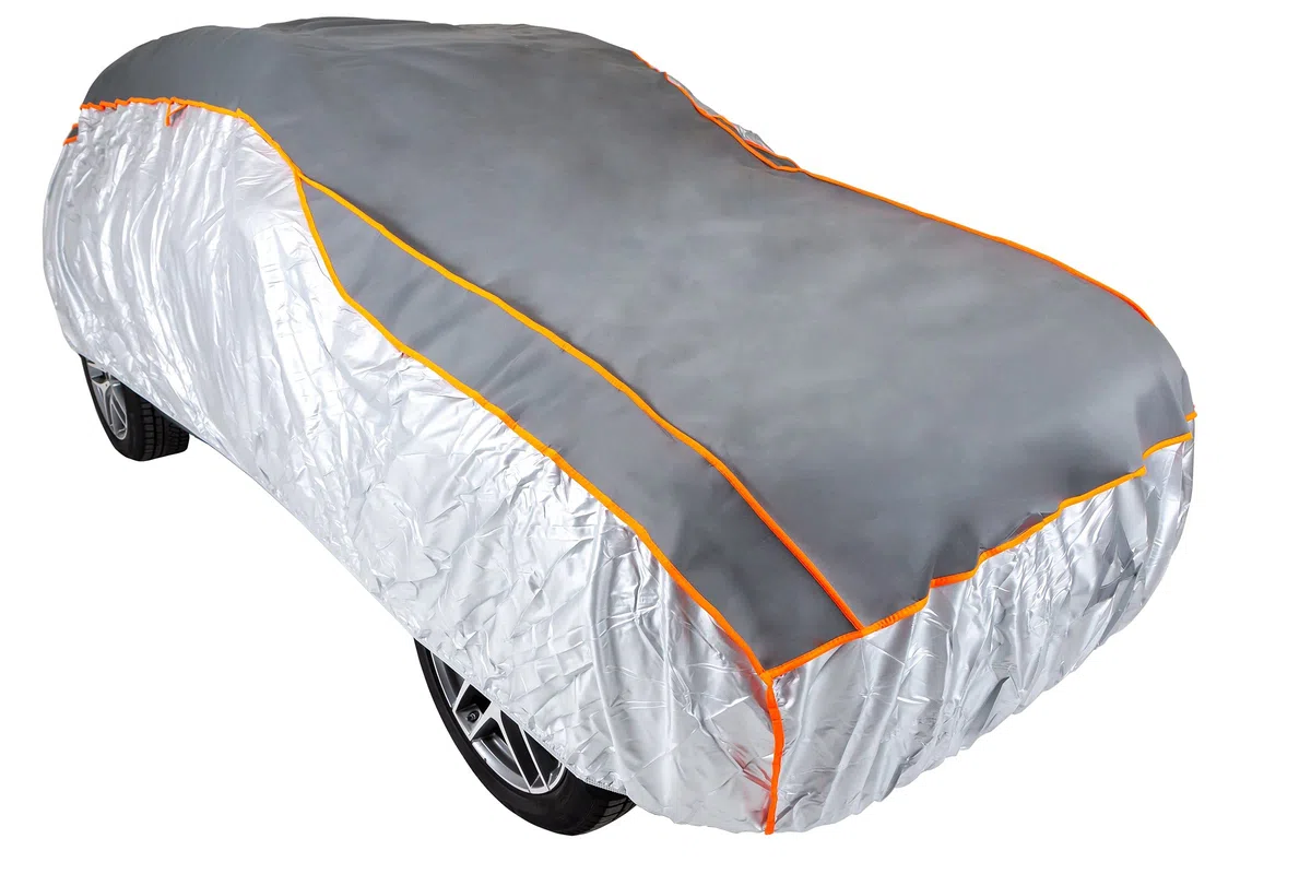 AROBA EVOII Hagelschutz Autoabdeckung (Größe L) - Wetterfeste Hagelschutzplane für PKW mit verstärktem Schaumstoffschutz - Hagelschutzdecke, Hagelschutzgarage, Vollgarage