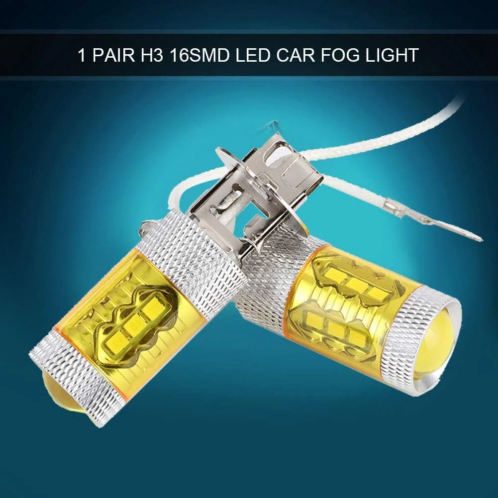 2PCS LED Yellow Fog Light Lamp Bulbs H3 12-24V 80W 16SMD Extremely Bright Bulbs Car Fog Light Lamp Bulbs Nice processing