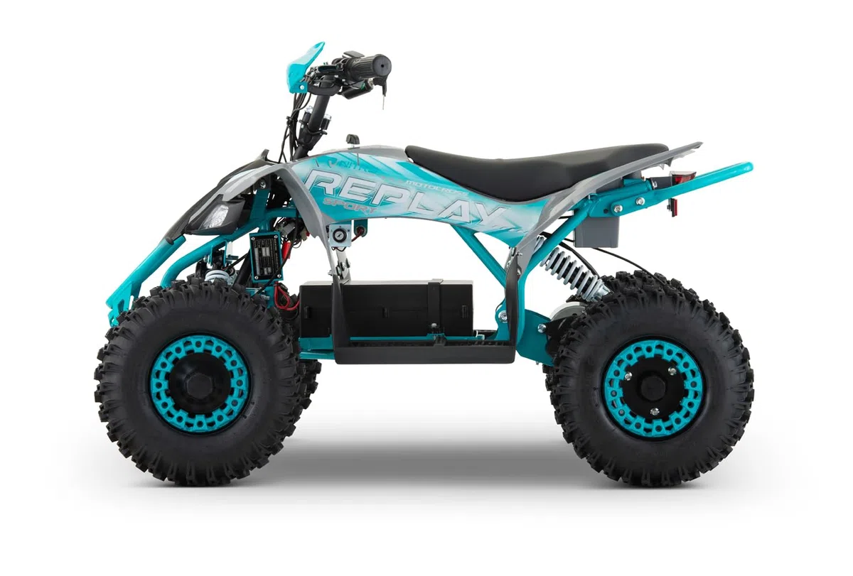 Replay 1200W 48V Elektro Kinderquad 6 Zoll Snowy Tire XL LED Drossel Hupe Handprotektoren (Orange)