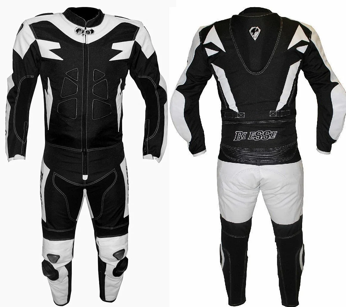 BI ESSE Motorradkombi Herren 2-teilig – Motorradanzug Leder & Textil, Jacke und Hose trennbar, verstellbar, atmungsaktiv, Touring & Racing geeignet