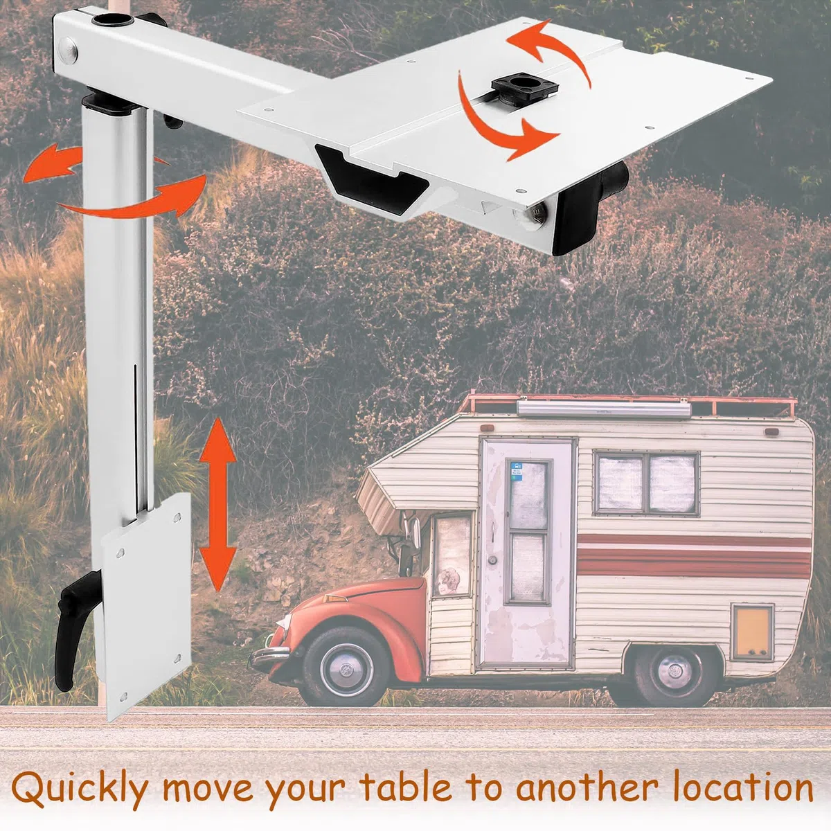 Abnehmbarer Tischbein-Campertisch-Set für Wohnwagen, Wohnmobil, Freizeitfahrzeug oder Yacht, 360 Grad schwenkbar