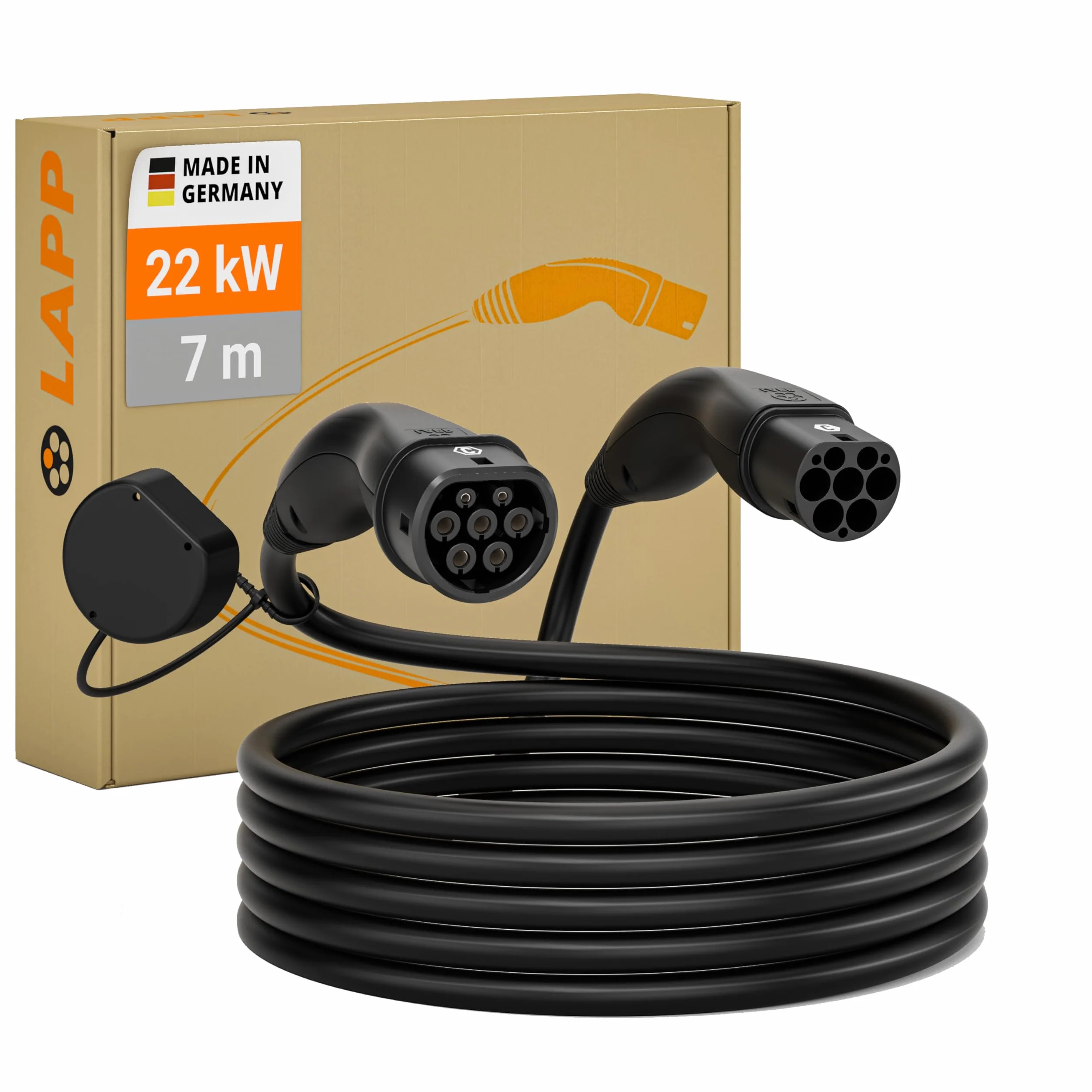 Lapp Mobility Typ 2 Ladekabel 22 KW 7m - 32a Ladekabel E Auto 3-Phasig - IP55 geschütztes Ladekabel Mode 3 - Ladekabel Typ 2 mit korrosionsresistenten Steckkontakten - geeignet für PHEV, BEV & EV