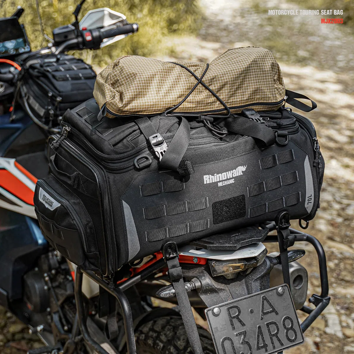 Rhinowalk Motorrad Sitztasche 50-70L Wasserdicht Motor Rücksitztasche Erweiterbar Gepäcktasche Hecktasche Satteltasche Reisetasche Kofferraum Gepäckträgertasche