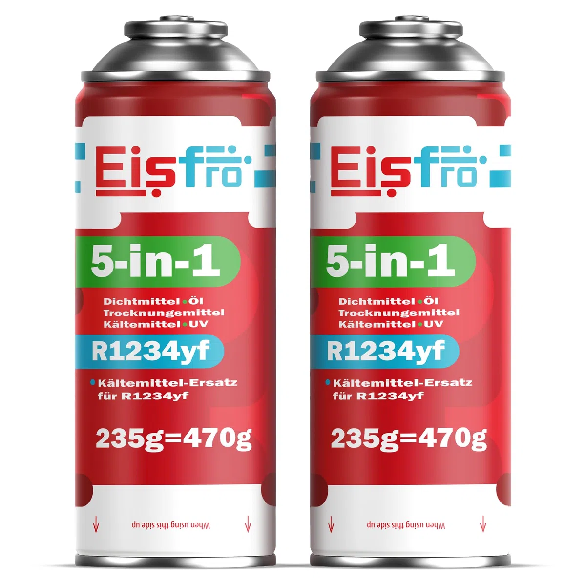 5in1 - Kältemittel R1234yf x2 für Auto Klimaanlage mit Öl, Dichtungsmittel, UV-Farbstoff, Trocknungsmittel - Schnelle Anwendung - Schützt den Kompressor - 235g Jede Dose