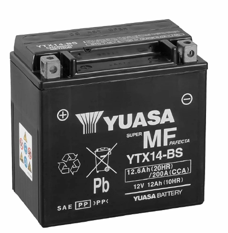 Yuasa YTX14-BS Motorradbatterie 12V 12Ah 150x87x147mm wartungsfrei