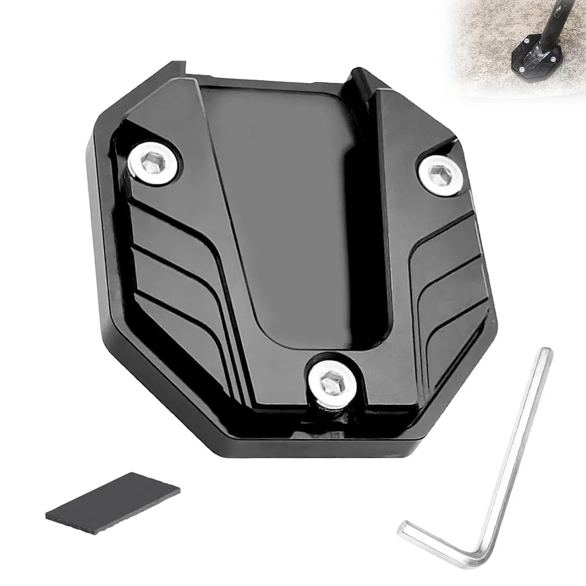 Motorrad Ständer Fuß, Motorrad Ständer Fuß Seitenverlängerung Pad Motorrad Seitenständer Unterstützung Stützplatte aus Aluminiumlegierung Verschleißfest Motorradzubehör Universal Motorrad Halterung