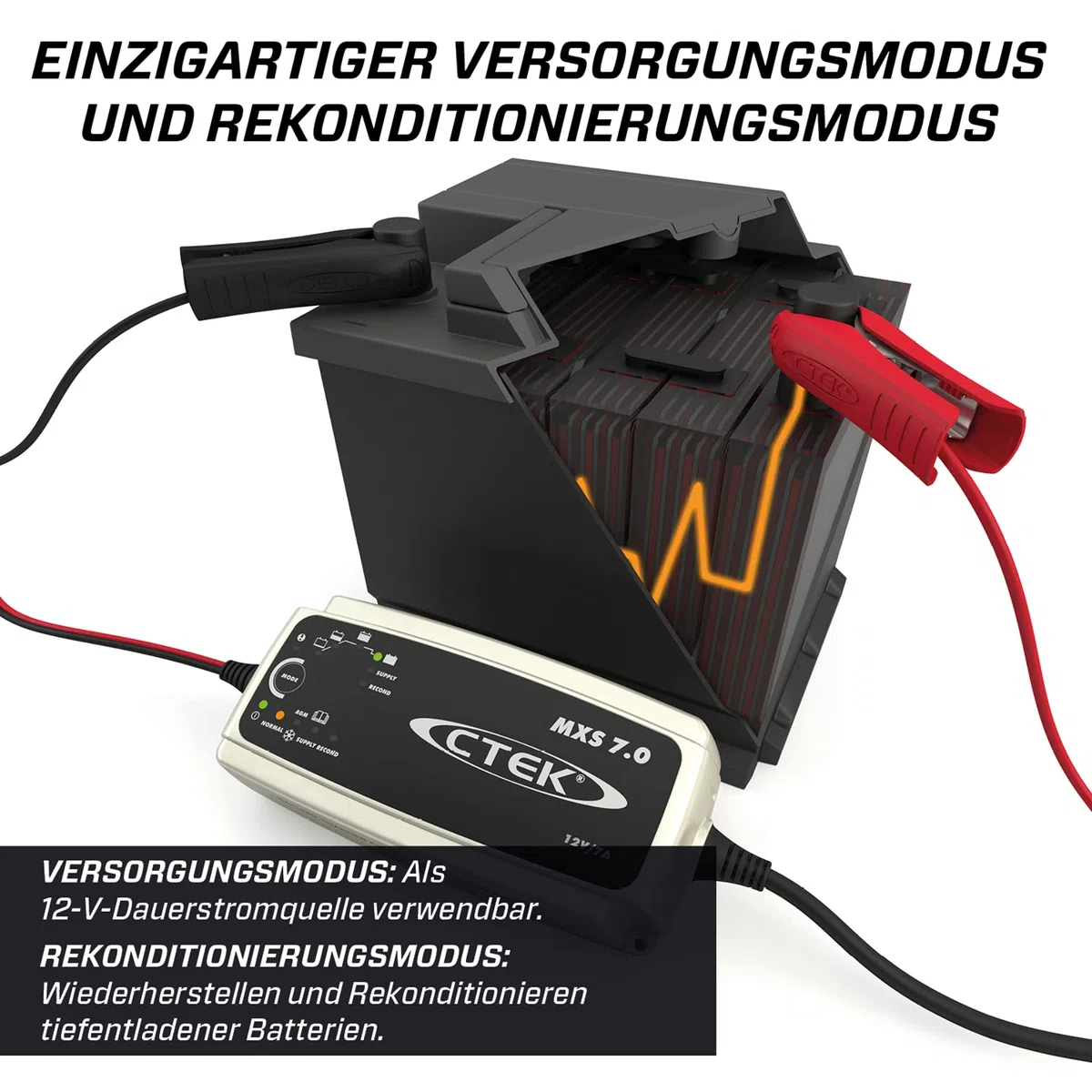 CTEK MXS 7.0, Batterieladegerät 12V Für Größere Fahrzeugbatterien, Batterieladegerät Boot, LKW, Wohnwagen, Wohnmobil Ladegerät, Versorgungsfunktion, Rekonditionierungsmodus Und Winterprogramm