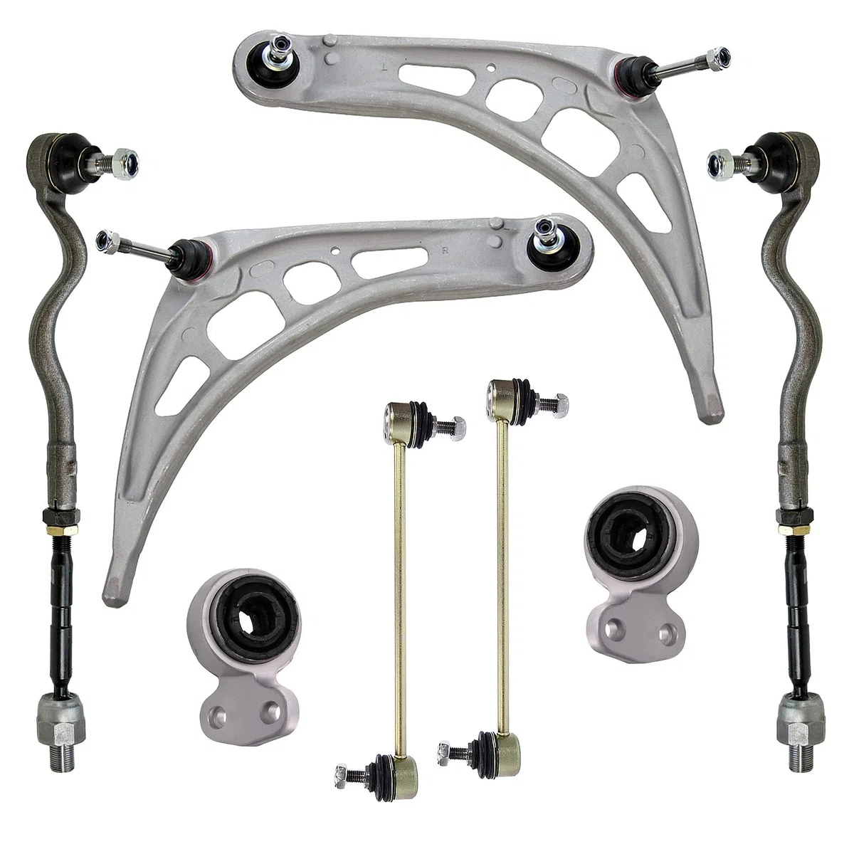 ATEC Germany 2x Querlenker Vorderachse vorne unten links & rechts mit Querlenkerlager, 2x Koppelstange vorne, 2x Spurstange, Kompatibel mit BMW 3er (E46), Z4 (E86) (E85)