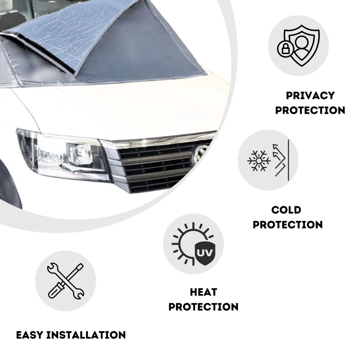 Marvix Externe Thermomatte Wohnmobil Silber Abdeckung Luxus Frontscheiben-Isolierung Verdunkelungsblende für VW Crafter/Grand California & Man TGE ab 2018