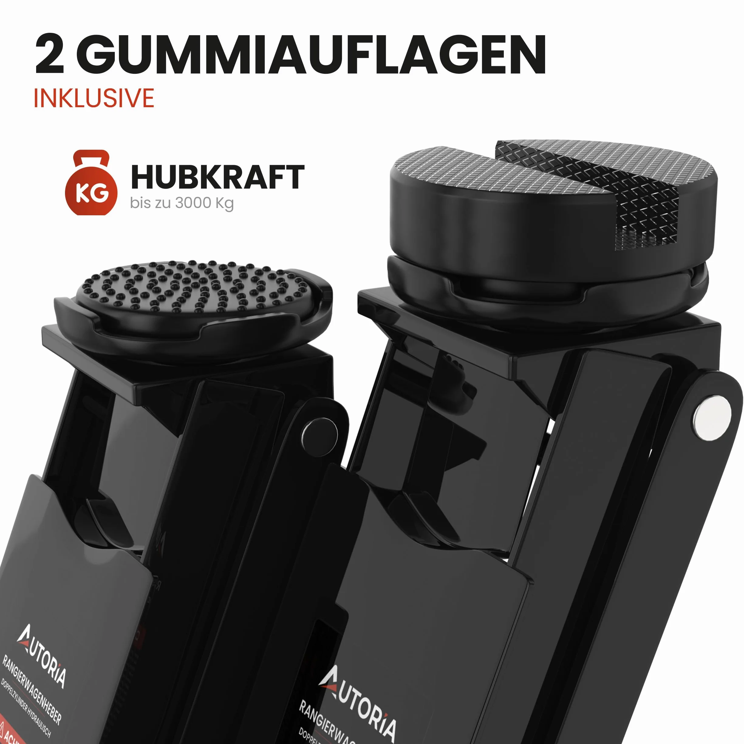 Wagenheber 3T hydraulisch – Flacher Rangierwagenheber mit 2X Gummiauflage & Doppelkolben – Quicklift ab 75 mm Hubhöhe – für PKW, Auto & SUV – bis 3 Tonnen Tragkraft – Profiheber