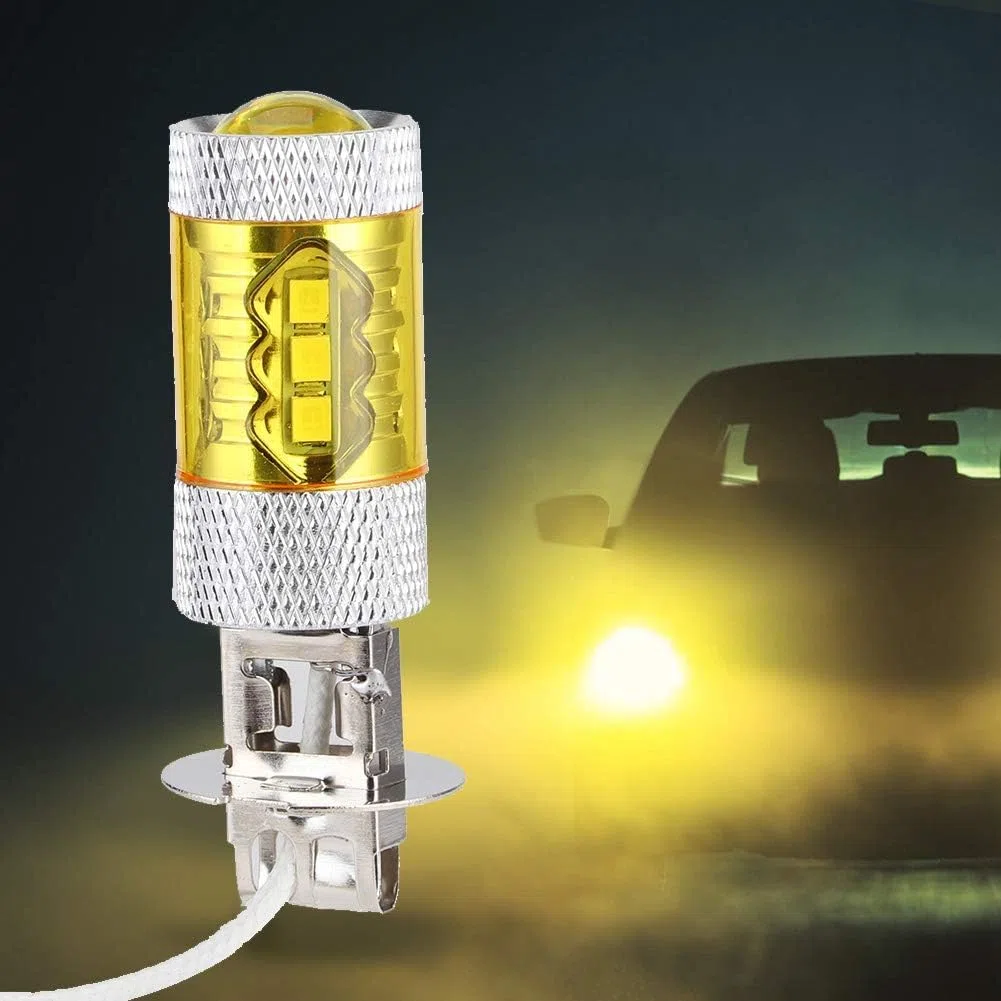 2PCS LED Yellow Fog Light Lamp Bulbs H3 12-24V 80W 16SMD Extremely Bright Bulbs Car Fog Light Lamp Bulbs Nice processing
