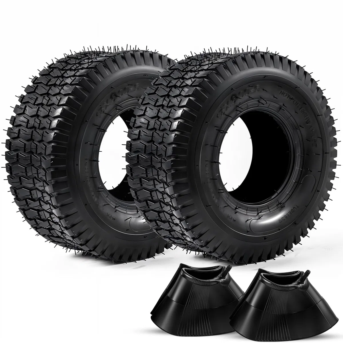 2-Pack 15x6.00-6 Reifen und Innenrohr Set TR-13 Gerade Ventil Stamm Naturkautschuk 4-Schicht mit Rohr 400 lbs Kapazität Ersatz Reiten Mäher Vorderrad Montage