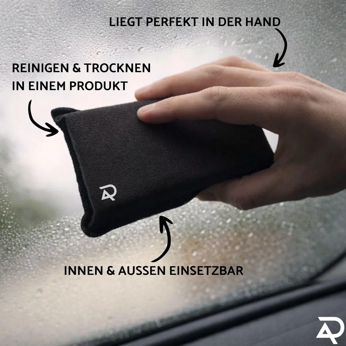 Detailing Mikrofaser Scheibenschwamm Auto 2er Set – Beschlagene Scheiben innen streifenfrei entfernen | 2in1 Reinigen & Trocknen | Saugstark & waschbar | Windschutzscheibe & Seitenfenster