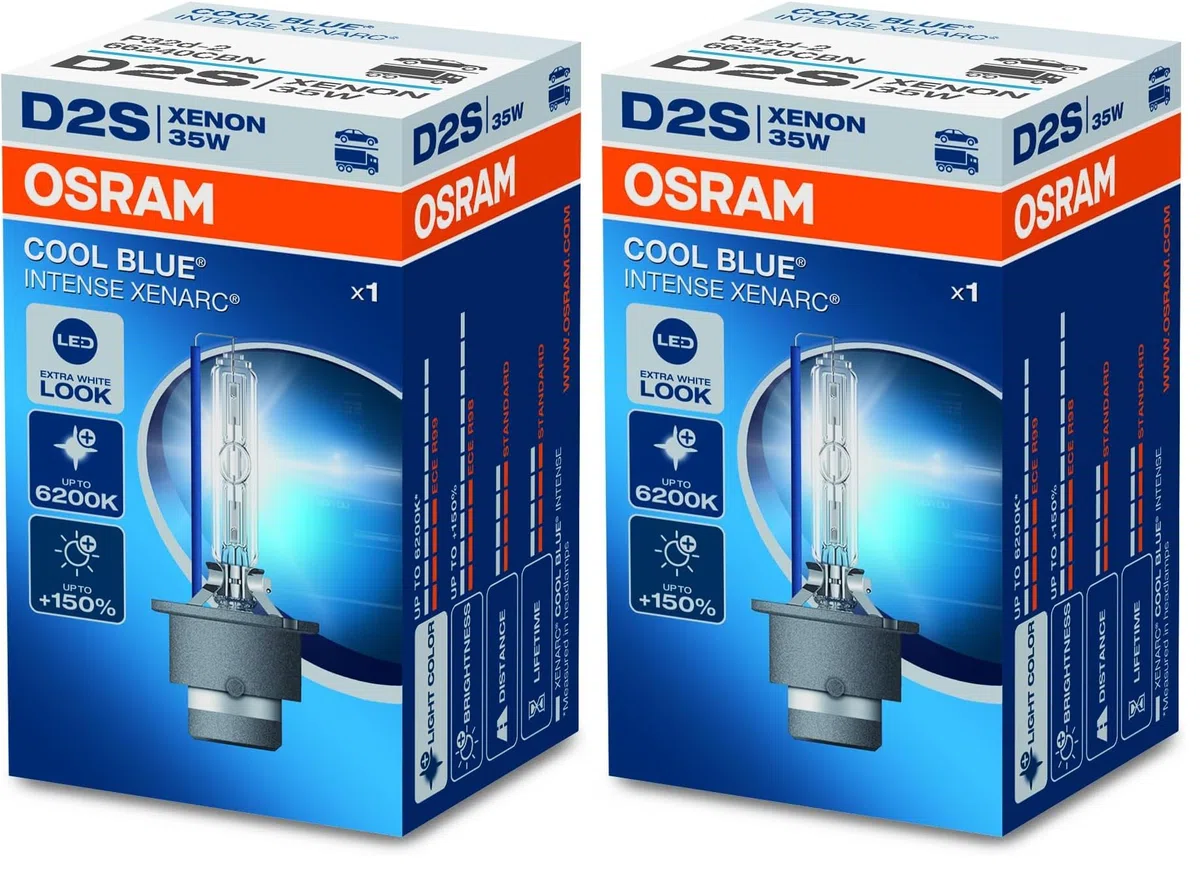 Osram Xenarc Cool Blue Intense NextGen HID-Xenon Birne - D2S - 12V/35W - pro Stück (max. 6200K) (Packung mit 2)
