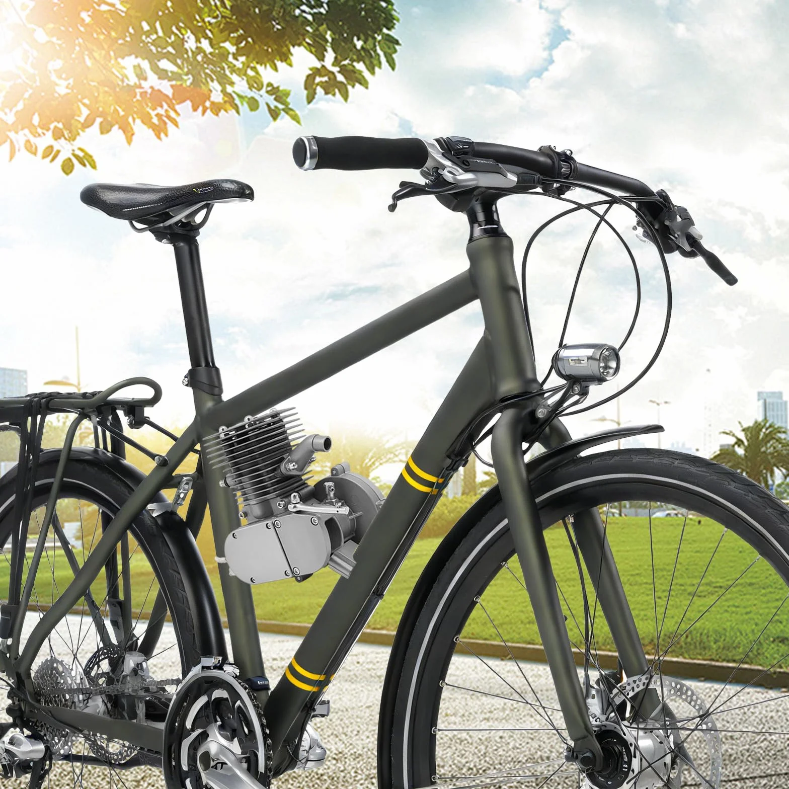100cc 2 Takt Fahrrad Motor Kit 36 Zähne CDI Luftgekühlt 45km/h 2L Tank