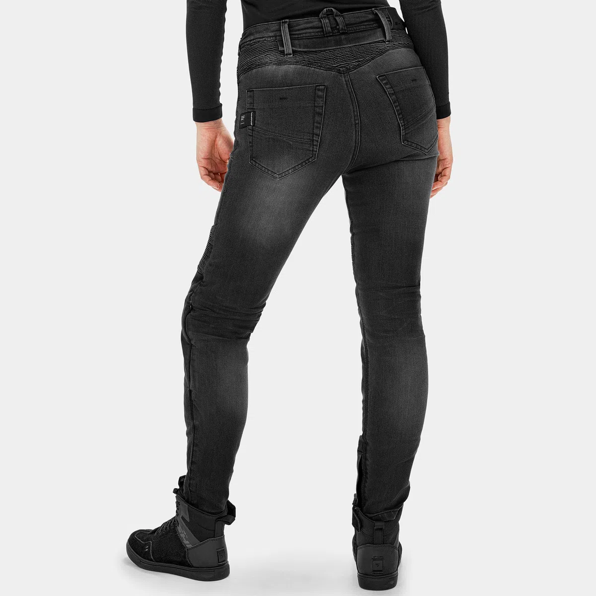 SHIMA Zenith Motorrad Jeans Damen mit Protektoren GFLEXX Knieprotektoren Motorradhose Kurzgrößen Hosen für die Frau Protektorenhose Textilhose Urban Stretch Jeanshose Lang (Frauen, Schwarz, 30/30)