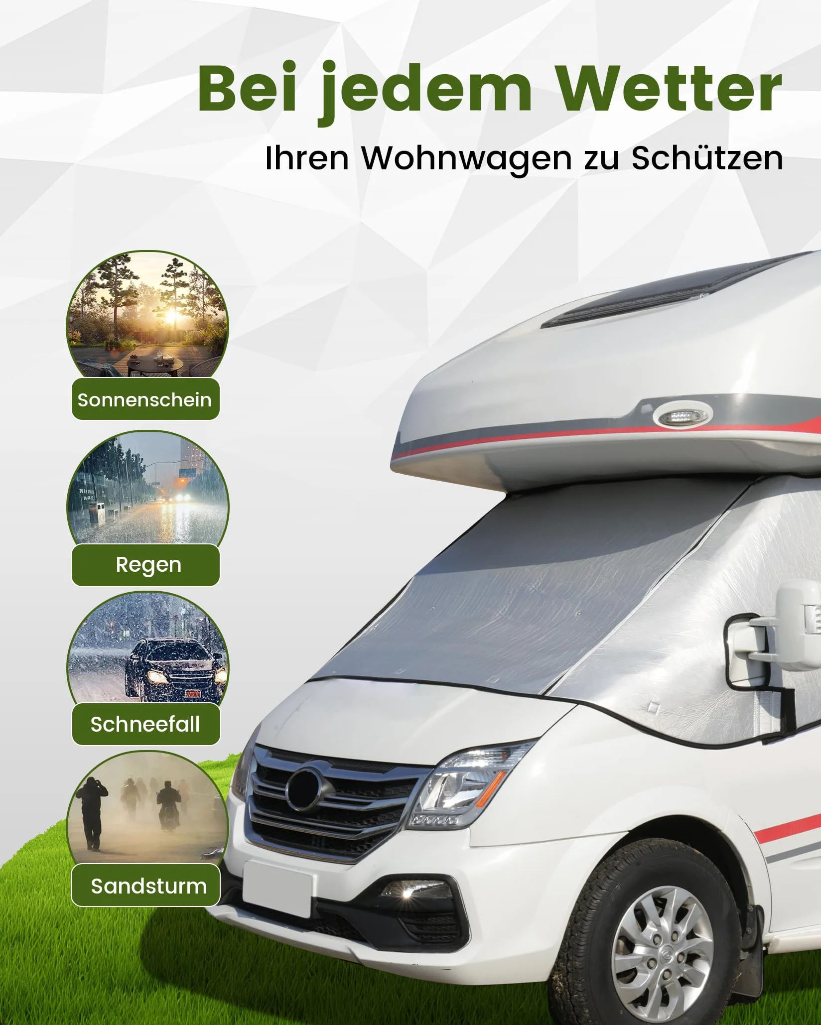 Frontscheibenabdeckung mit Reißverschluss, Umfassender Schutz vor Sonnen, Kalt und Staub, Silberne Scheibenabdeckung für FIAT Ducato Peugeot Boxer Citroen Jumper X250/290 2006-2024