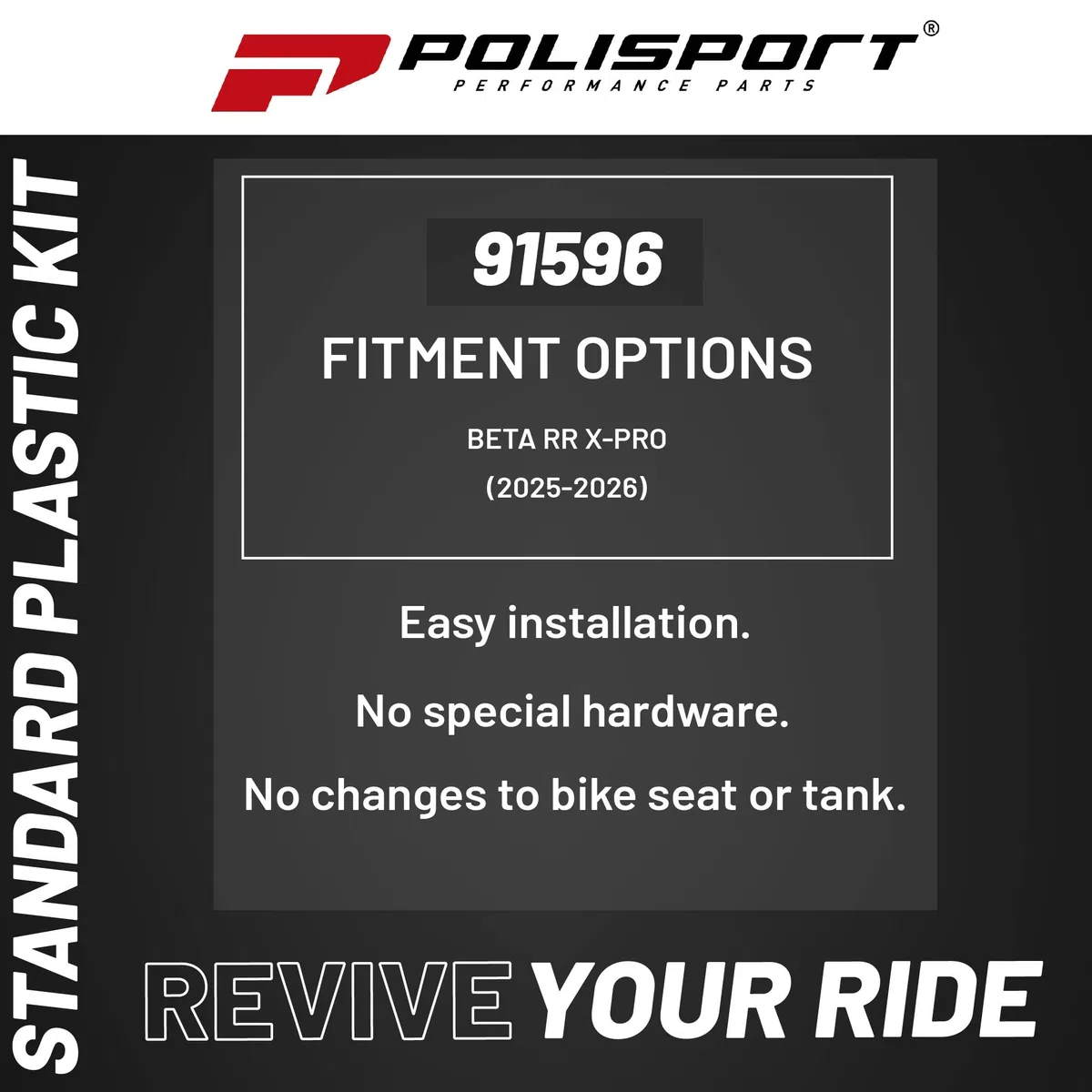POLISPORT 91596 - Komplettes Plastik Kit für Beta RR X-Pro 2025 mit perfekter Passform, OEM-Qualität und hoher Widerstandsfähigkeit für anspruchsvolles Offroad-Fahren, Schwarz