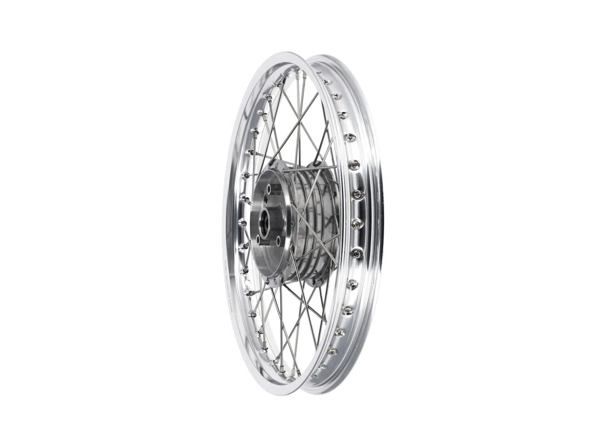 Set: 2x Speichenrad 1,5 x 16" Alufelge poliert + Edelstahlspeichen - für Si