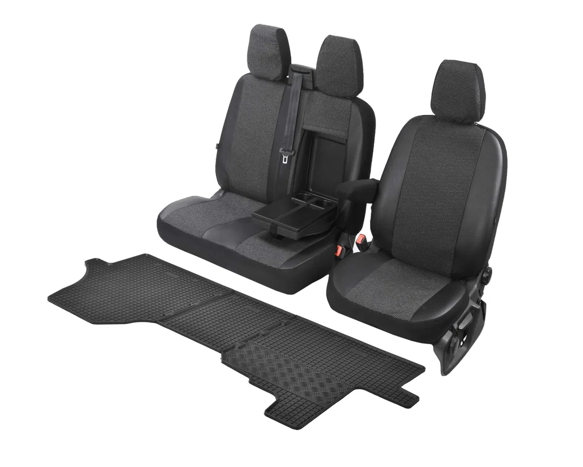 Passgenaue Sitzbezüge Viva und Gummifußmatten kompatibel mit Citroen Jumper ab 2016 - EIN Set