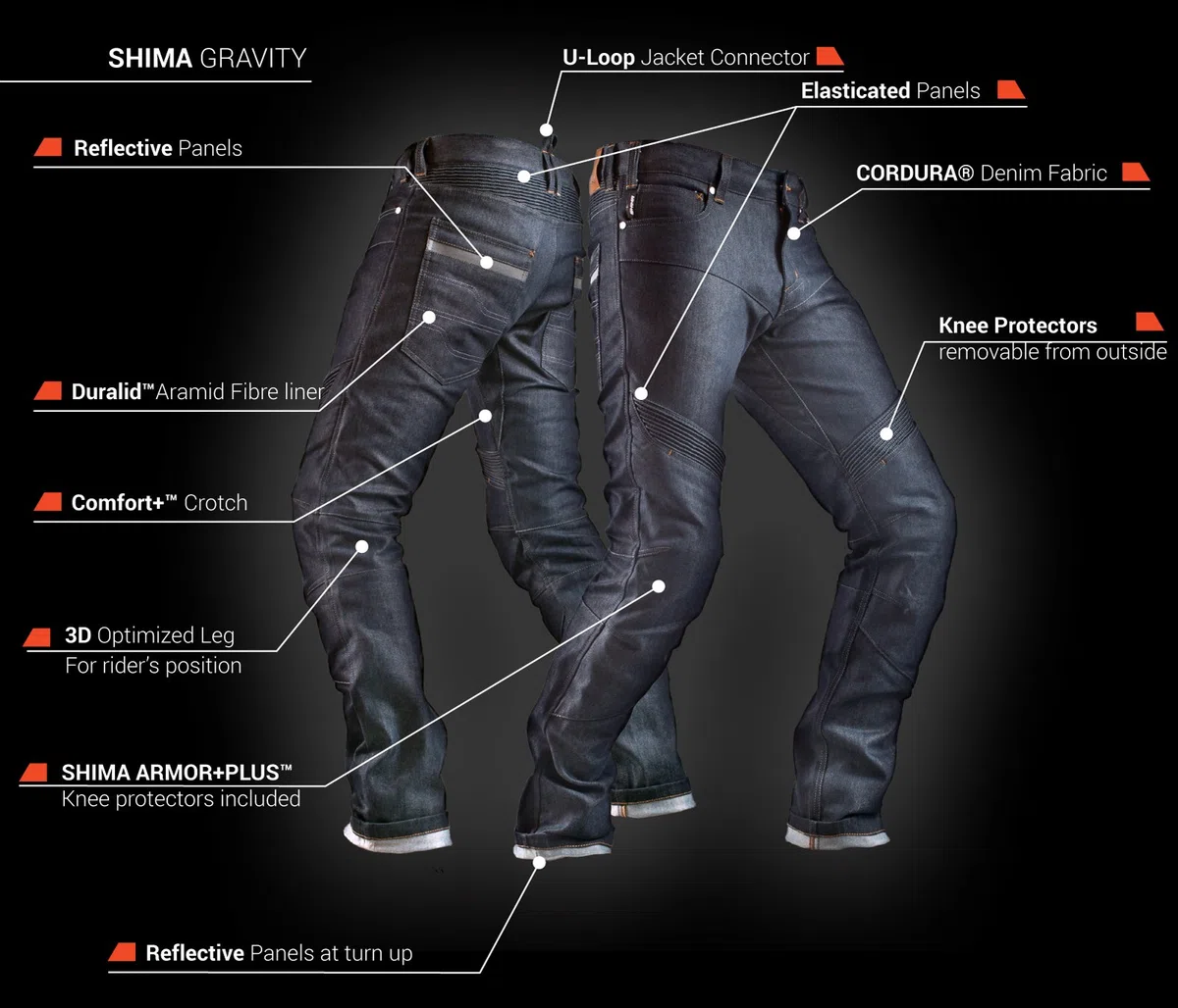Shima Gravity Motorradjeans Herren - Atmungsaktive Elastische Cordura Biker Hose Männer Passform Regular