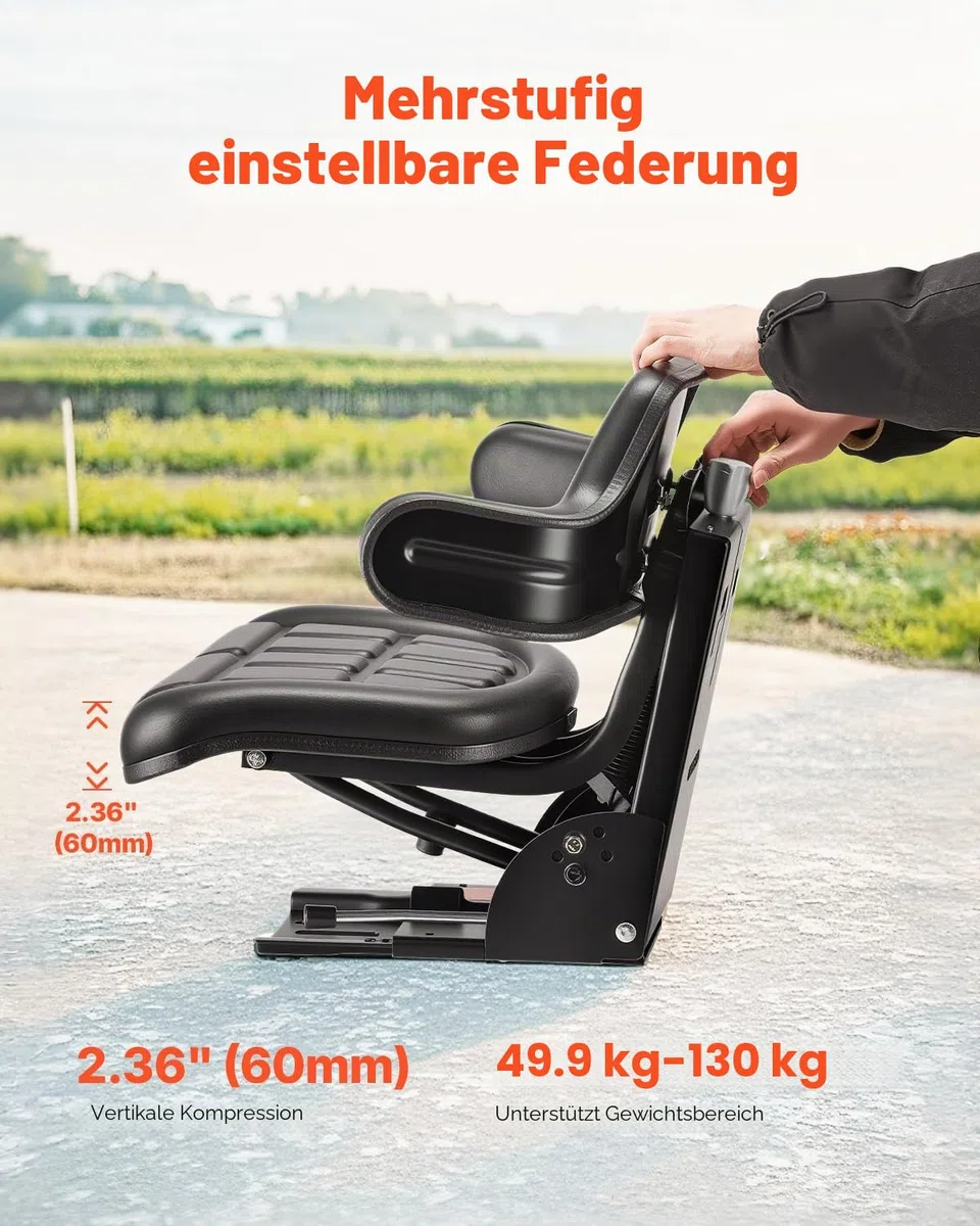 VEVOR Universal Gabelstaplersitz 61x51x51 cm Traktorsitz PVC-Kunstleder Polyurethanschaum