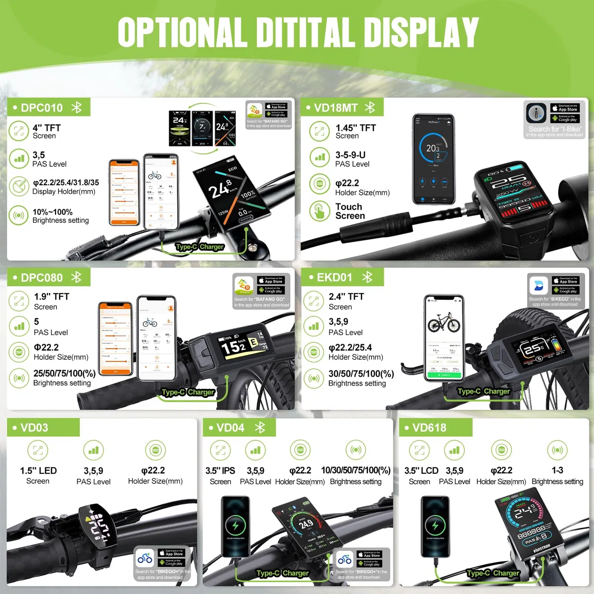 BAFANG 250W 350W 500W 750W 1000W Middle Motor Kit mit optionalem Akku, BBS01 BBS02B HD Mittelmotor DIY 8Fun E-Bike-Umbausatz mit LCD-Display & EBike-Akku für BB 68-120MM E-Bike.