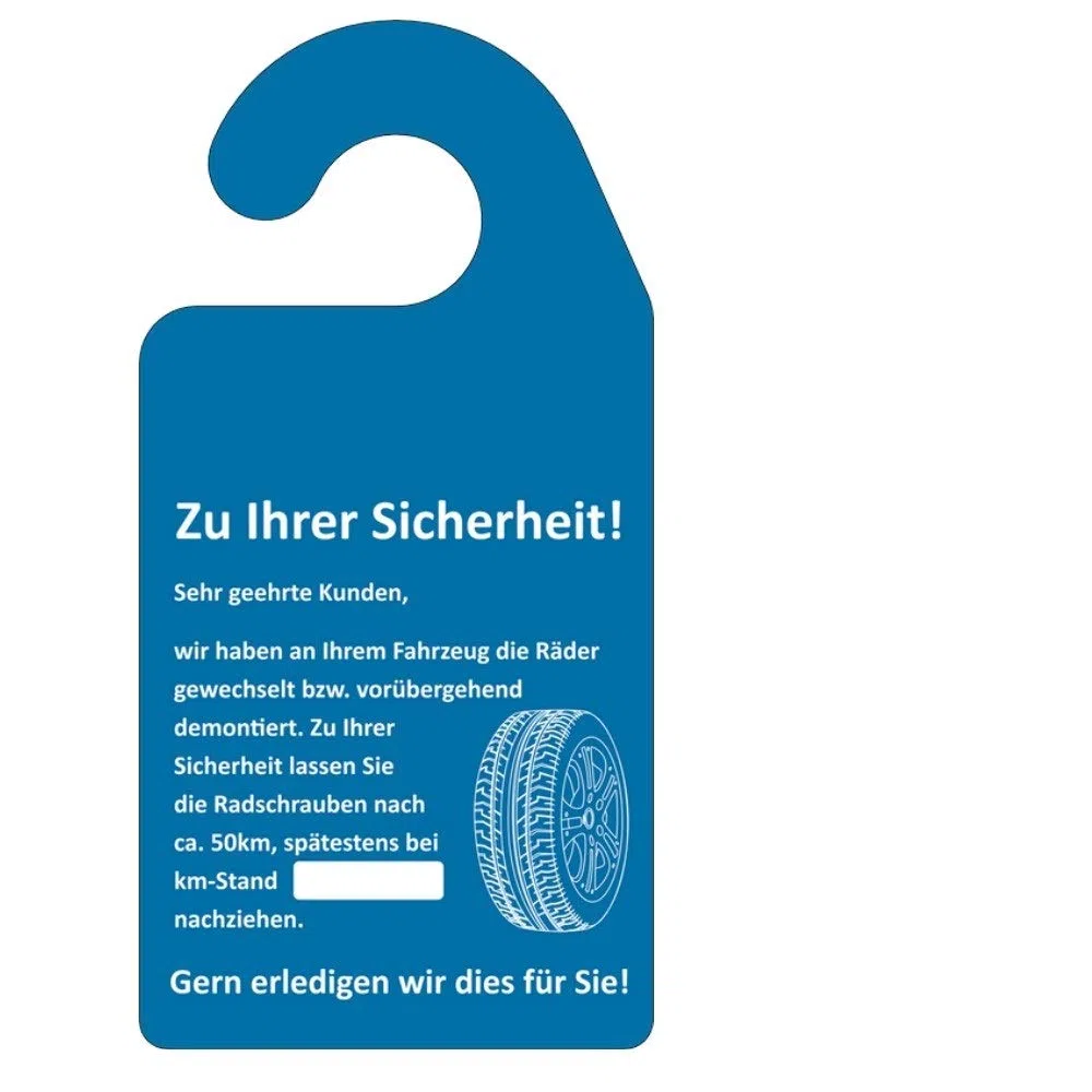 AUPROTEC Kundendienst Anhänger Serviceanhänger Werkstatt Spiegelanhänger Auswahl: 100 Stück, Anhänger Räder nachziehen