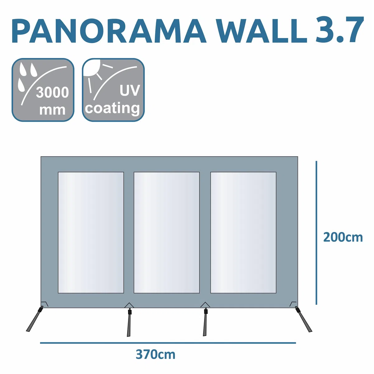 YOUR GEAR Vorderwand für Markise 3,7 m x 2 m Wasserdicht PVC UV Schutz Winddicht Sonnenschutz Sichtschutz Campingbus Wohnmobil - Vorderwand für Markise schützt vor Sonne, Wind und Regen