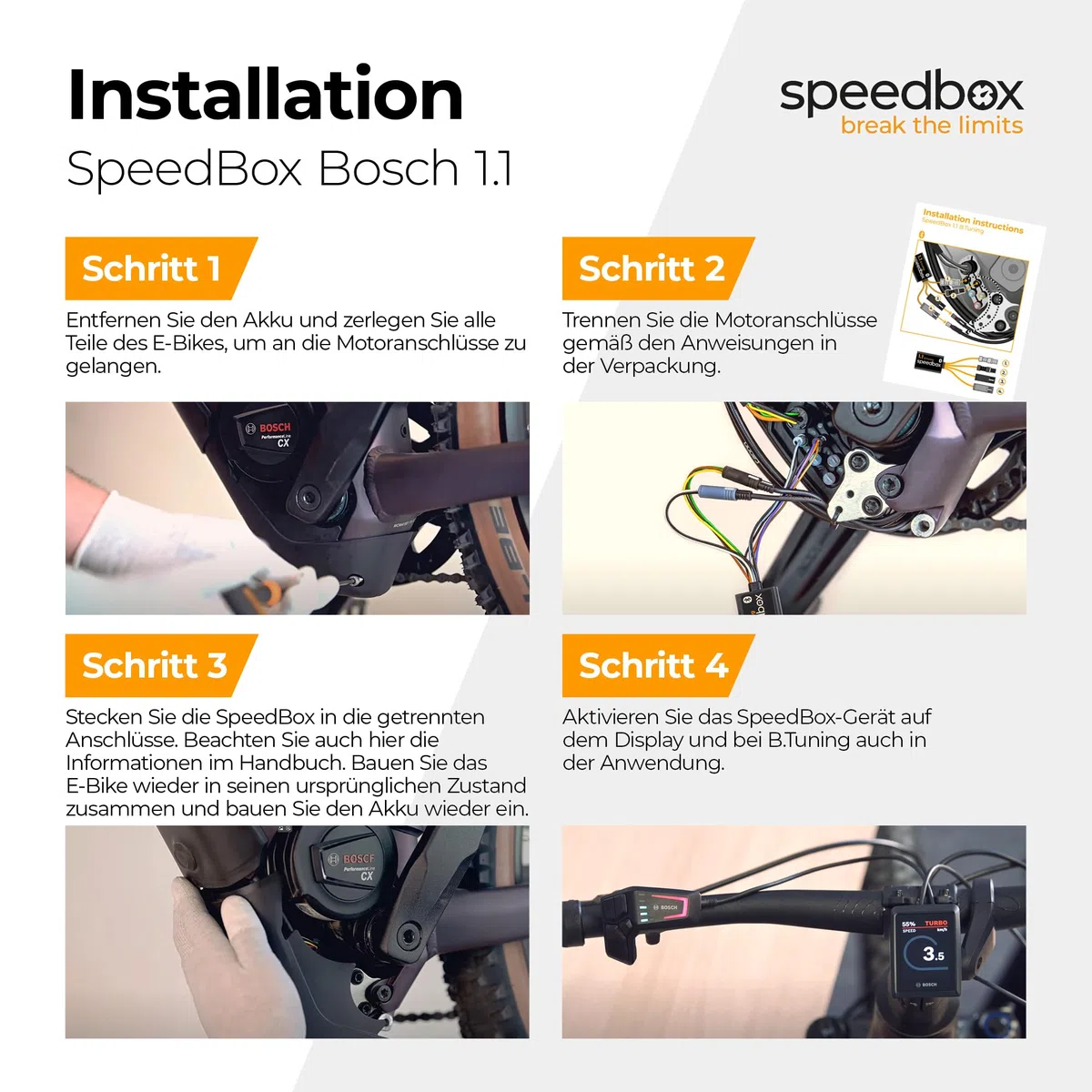 SpeedBox 1.1 kompatibel mit Bosch (Smart System) / E-Bike Premium Tuning-Chip für Bosch-Motoren mit Smart System