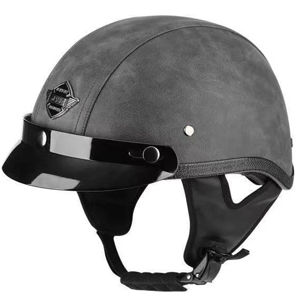 Halbhelme Motorradhelm, Pu-Leder Half Helm Mit Schutzbrille, DOT/ECE-Zulassung Retro Halbschalenhelm, Mit Visier Schnellverschluss，Motorradhelm Halbschalenhelm Mit ECE