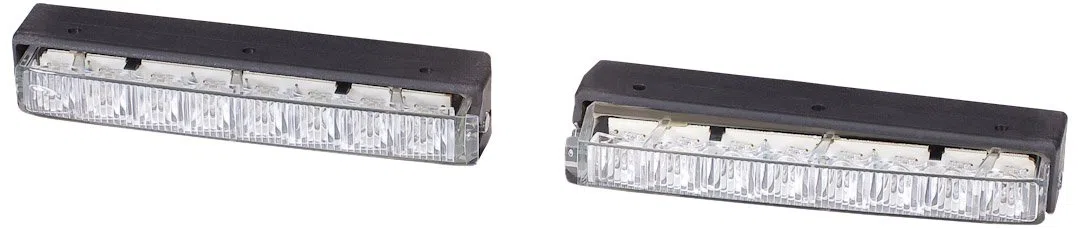 HELLA 2PT 980 860-801 LED-Tagfahrleuchtensatz - LEDayLine 15 - 12V - rechteckig - Einbau - Lichtscheibenfarbe: glasklar - Kabel: 2800mm - Fahrzeugfront - Set