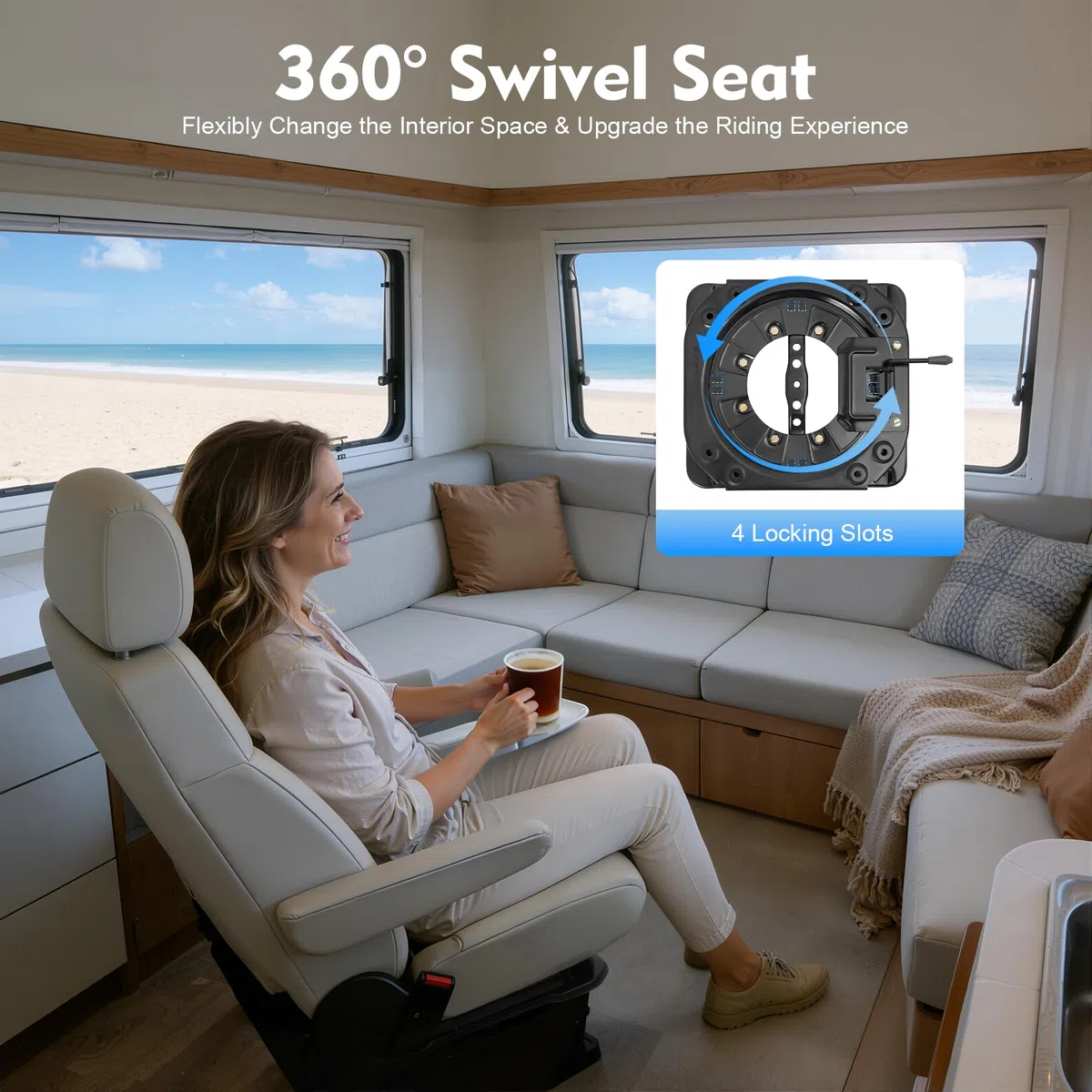 Wohnmobil Drehbare Sitze Drehbare Sitzbasis Hochbelastbare Sitzbasis aus Stahlblech mit 360 Grad Drehkonsole Drehadapter Drehteller 130kg Belastbarkeit