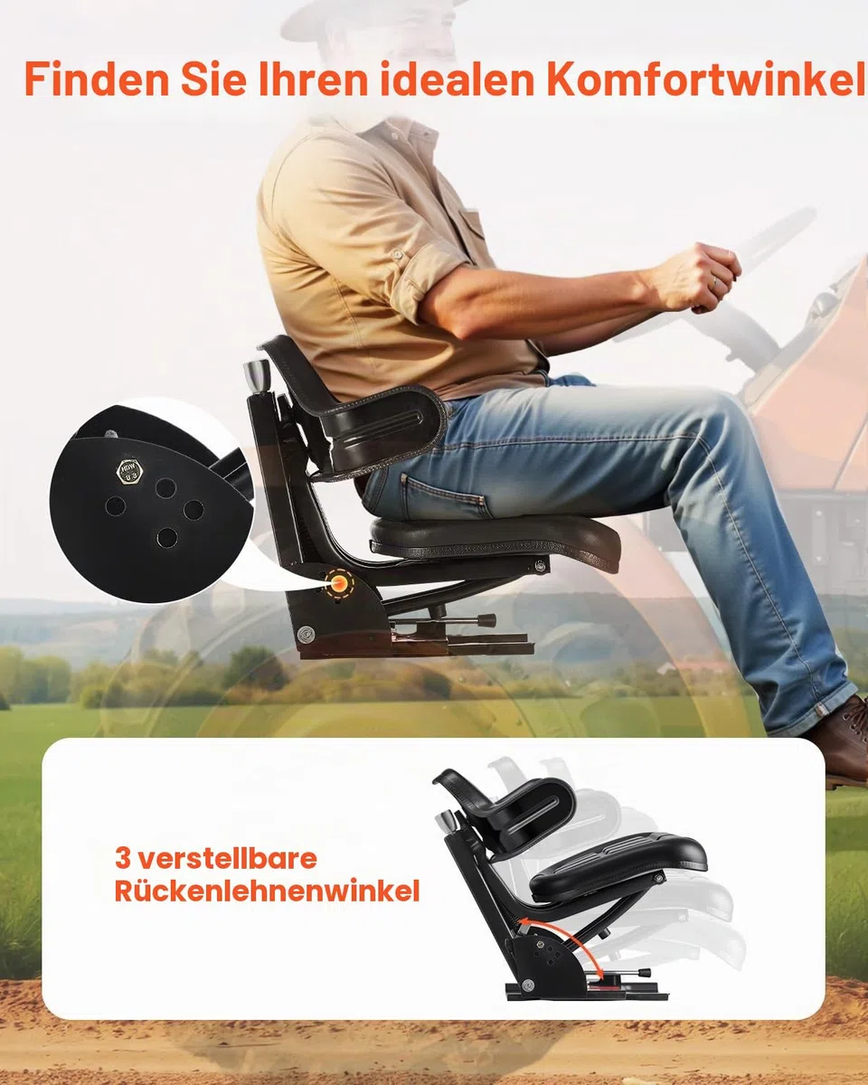 VEVOR Universal Gabelstaplersitz 61x51x51 cm Traktorsitz PVC-Kunstleder Polyurethanschaum