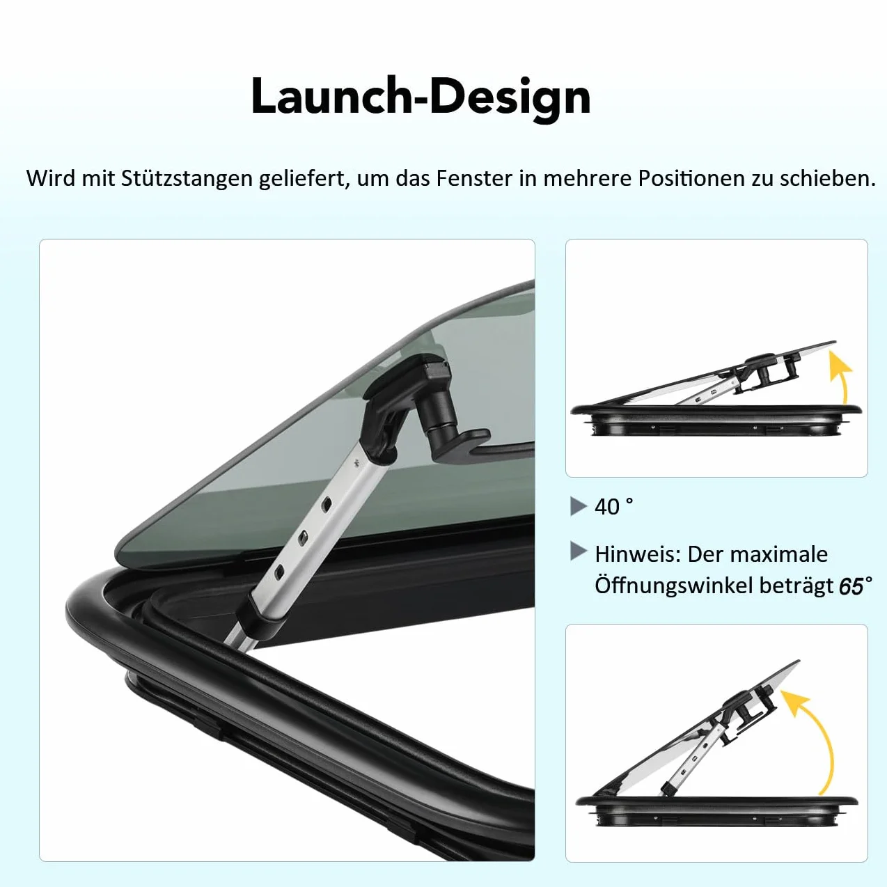 Wohnmobilfenster Ausstellfenster 700 x 400mm Wohnmobil Fenster Seitenfenster mit integriertem Rollo und Fliegengitter für RV Wohnwagen, Kastenwagen, Van, Camper, Auto, Bus, Boot