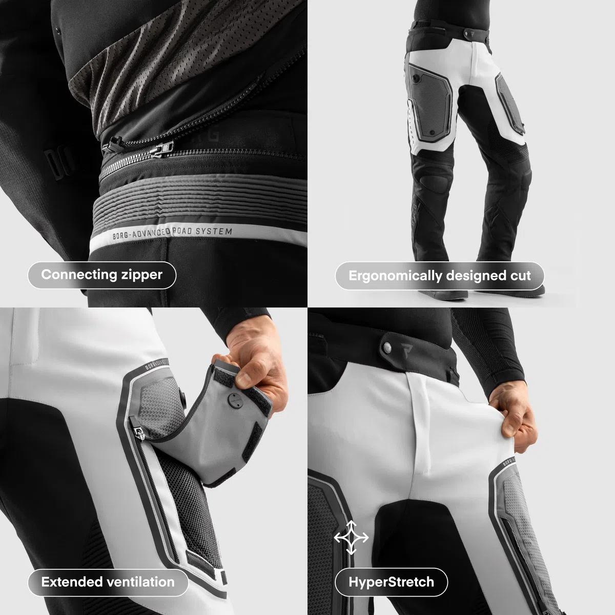 REBELHORN Borg II Motorradhose Herren | Textil | Knie und Hüftprotektoren Stufe 2 | HydraShield PRO In&Out Membran | Belüftungspaneele | 3 Beinlängen | Größen bis 10XL