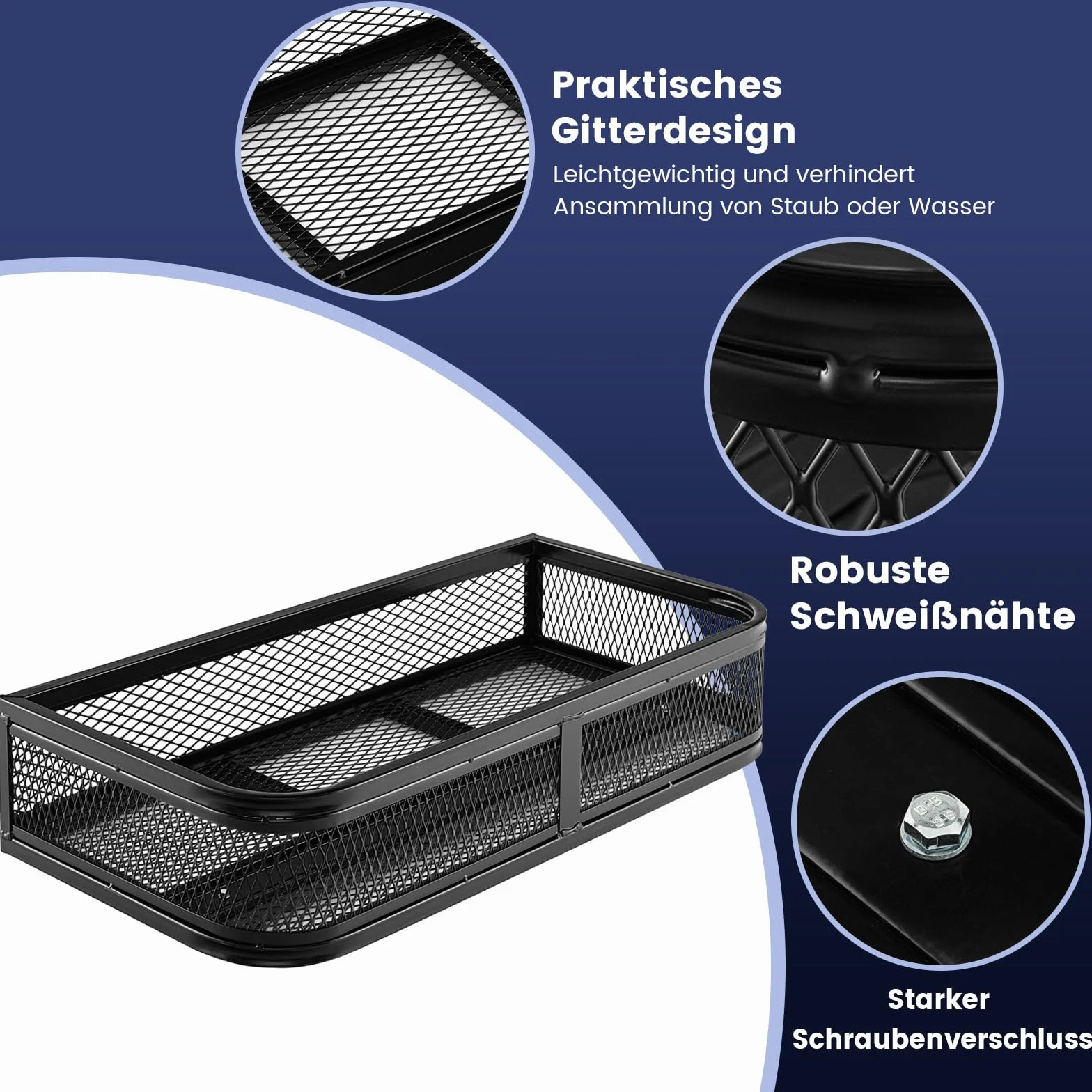 COSTWAY ATV-Frontladekorb, Frontgepäckkorb, Gepäckträgerkorb, ATV/UTV-Zubehör-Aufbewahrungskorb, ATV-Laderaumbox, 92 x 44 x 16,5 cm