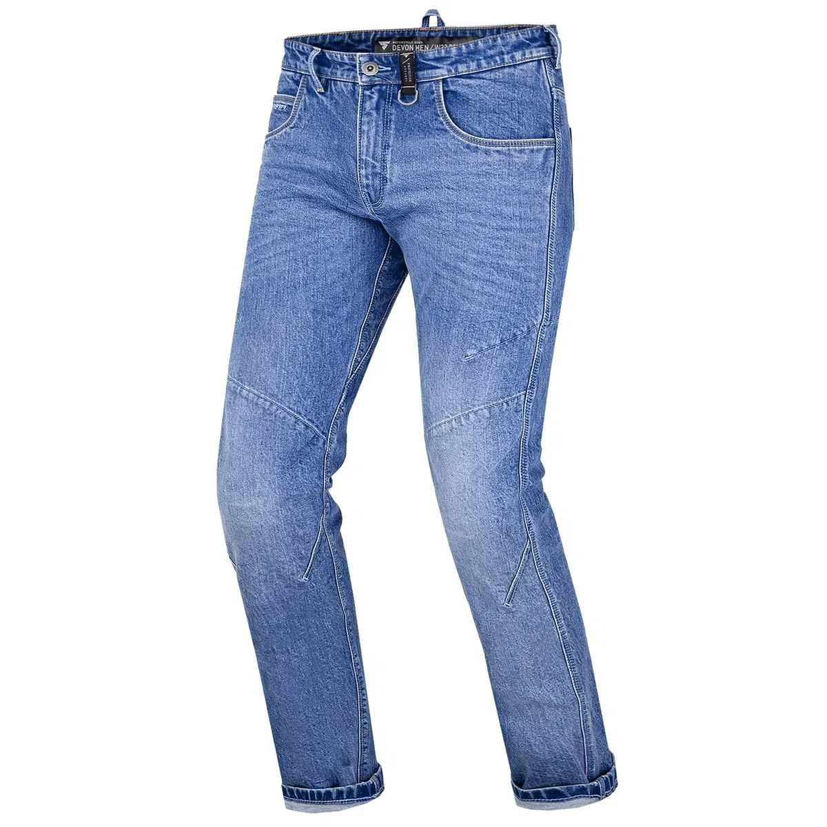 SHIMA DEVON Motorradjeans - Belüftete Elastische Slim Fit Biker Motorradhose mit FiberQL-Verstärkungen, Knie- und Hüftprotektoren (Blau, 34 LONG)